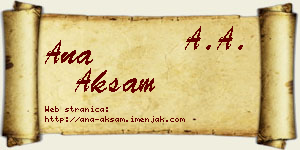 Ana Akšam vizit kartica